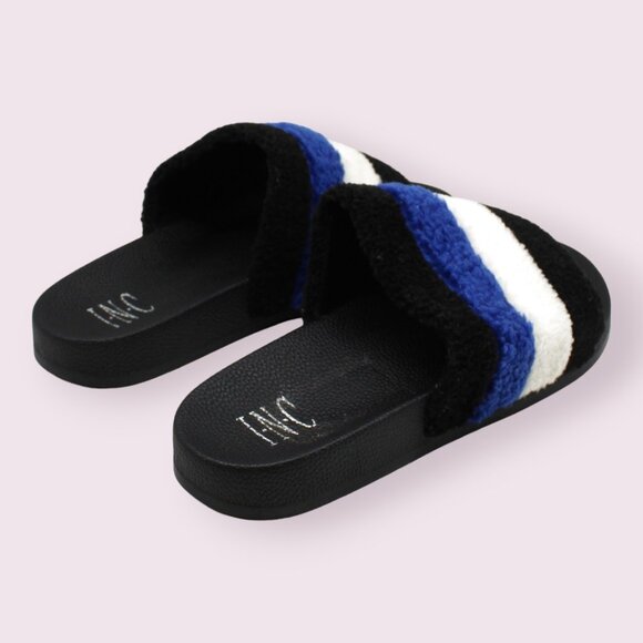 Inc Womens Black Striped Comfort Peymin Round Toe Slide Sandals - Picture 5 of 7